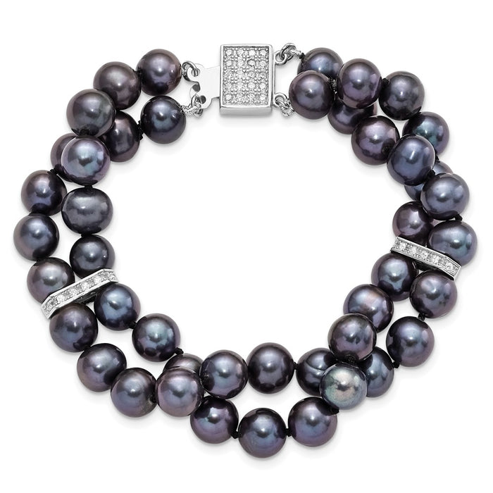 Buy Exclusive Rhodium-Plated Sterling Silver Bracelet with 7-8mm Pearls, Stylish!-4