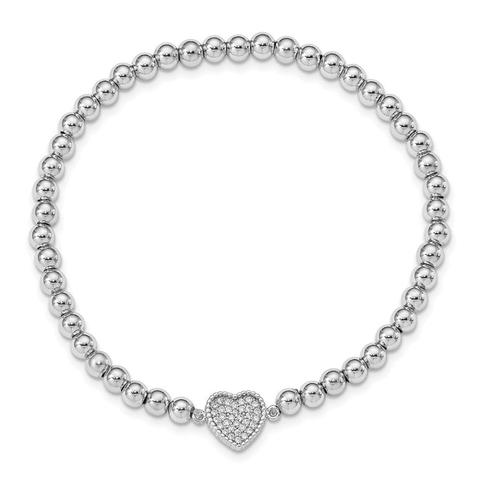 High-Quality Rhodium-Plated Sterling Silver CZ Heart Bracelet - Stylish Value!-2