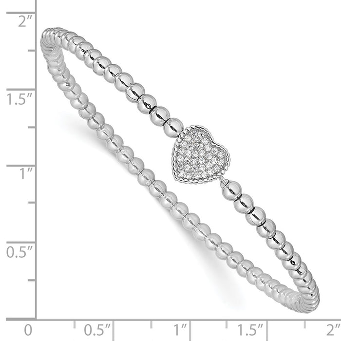 High-Quality Rhodium-Plated Sterling Silver CZ Heart Bracelet - Stylish Value!-3
