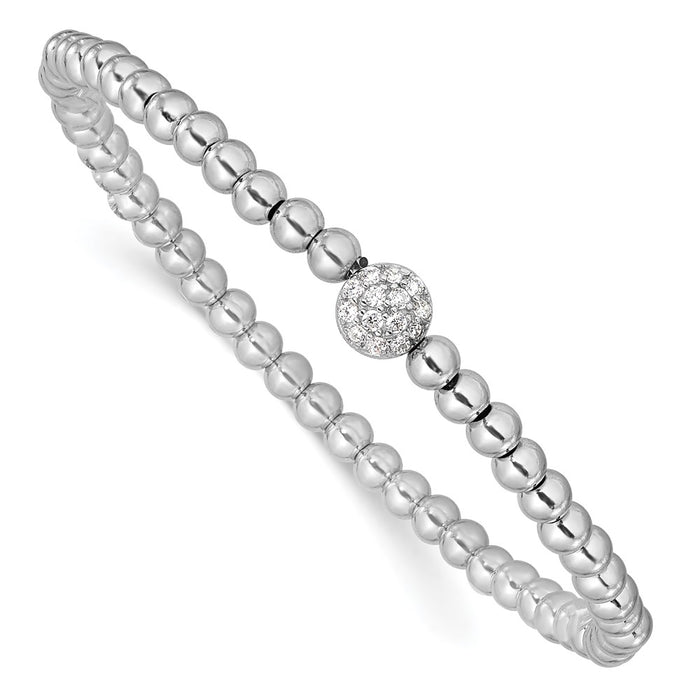 High-Quality Rhodium-Plated Sterling Silver CZ Stretch Bracelet - Stylish Value!-1
