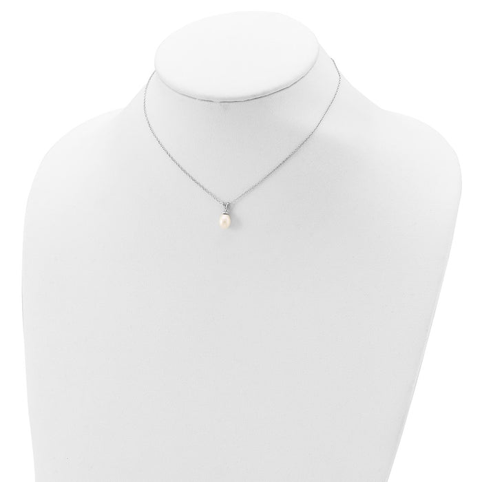 Exclusive 14K Rhodium-Plated Necklace with 6-7mm Pearls - Affordable Luxury-3