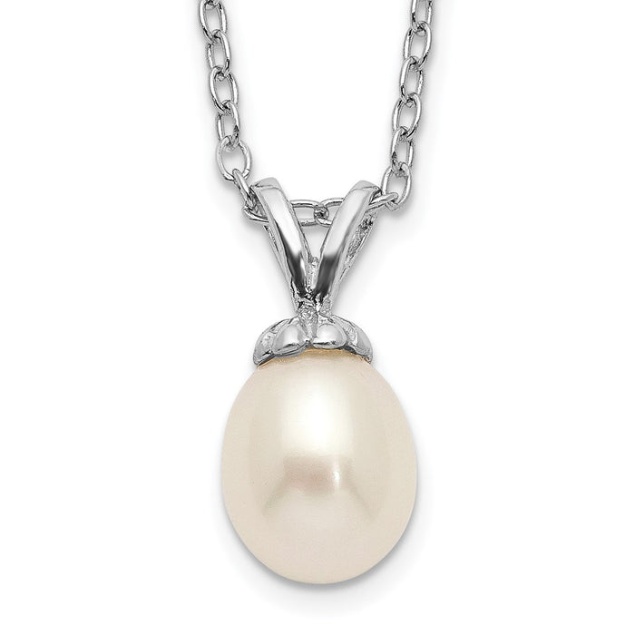 Exclusive 14K Rhodium-Plated Necklace with 6-7mm Pearls - Affordable Luxury-1