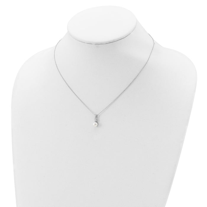 Buy Stylish Rhodium-Plated Sterling Silver Necklace with 6-7mm Pearls-3