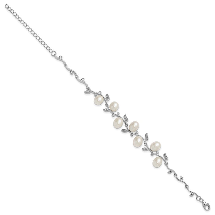 Shop Stylish Sterling Silver Bracelet: 7-Inch with 6-8mm Freshwater Pearls-2