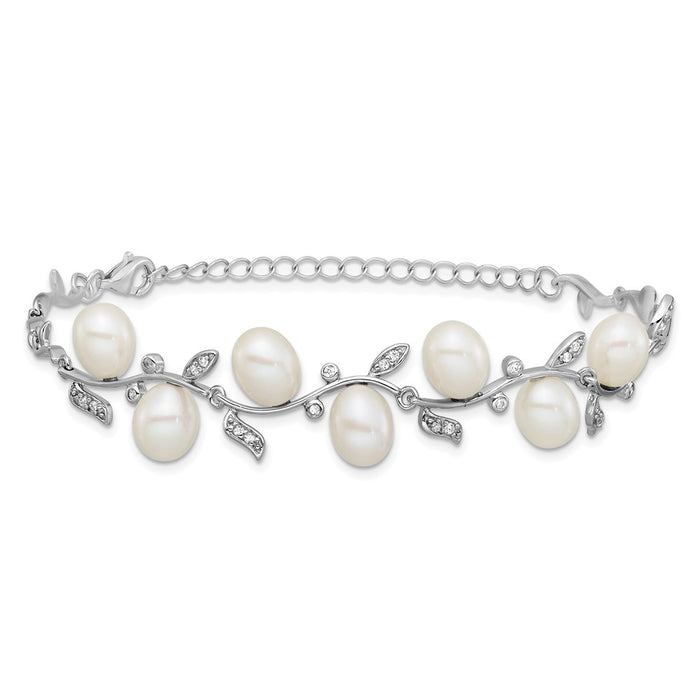 Shop Stylish Sterling Silver Bracelet: 7-Inch with 6-8mm Freshwater Pearls-3