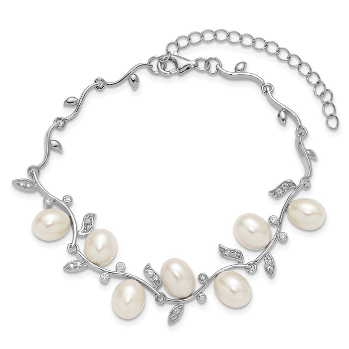 Shop Stylish Sterling Silver Bracelet: 7-Inch with 6-8mm Freshwater Pearls-4