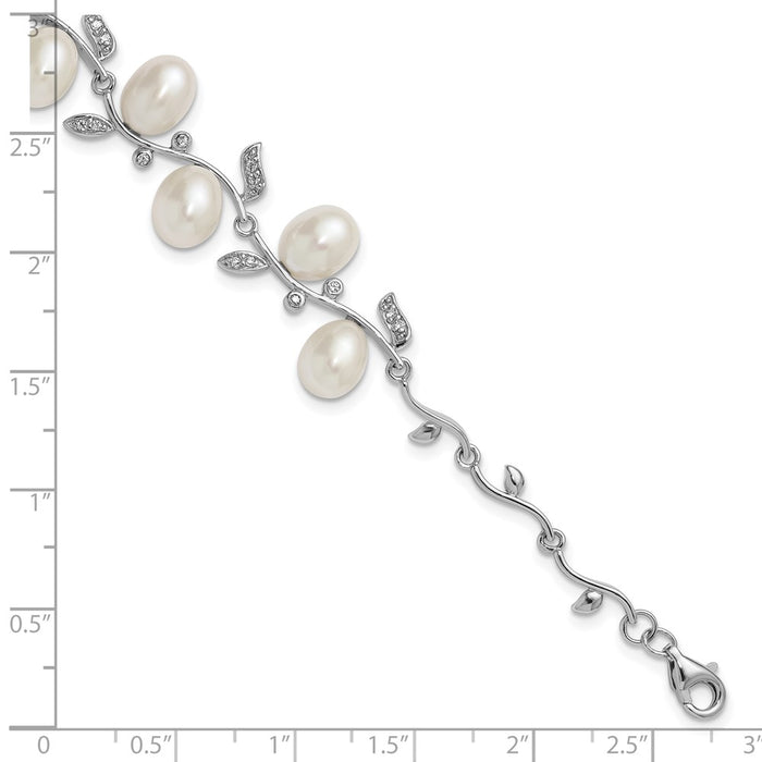 Shop Stylish Sterling Silver Bracelet: 7-Inch with 6-8mm Freshwater Pearls-5