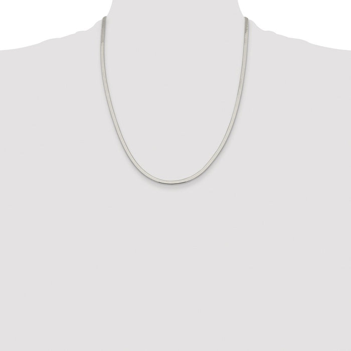 Exclusive Rhodium-Plated 3mm Sterling Silver Magic Herringbone Chain - Stylish Value!-4