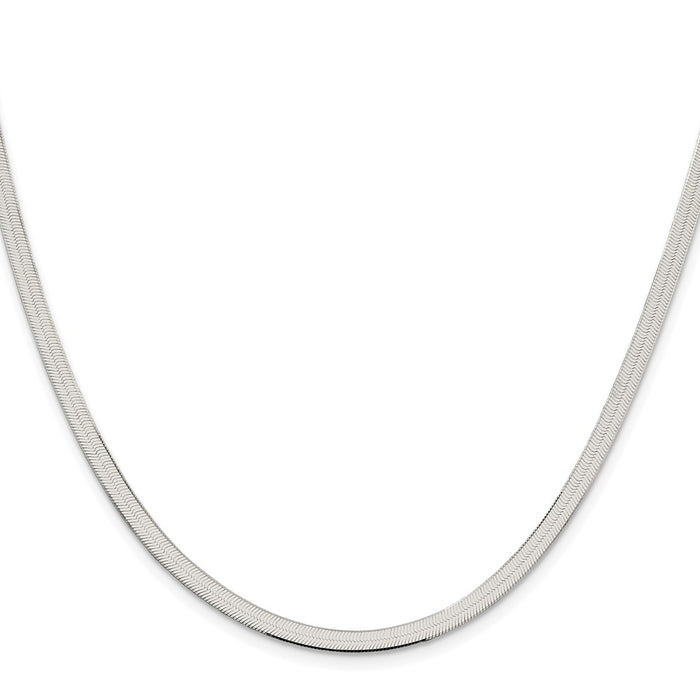Buy Stylish Rhodium-Plated Sterling Silver 3.5mm Herringbone Chain - Luxury Value-2