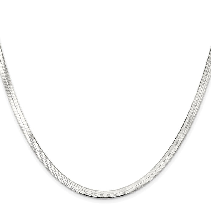 Exclusive 4.5mm Rhodium-Plated Sterling Silver Herringbone Chain - Affordable Luxury-2