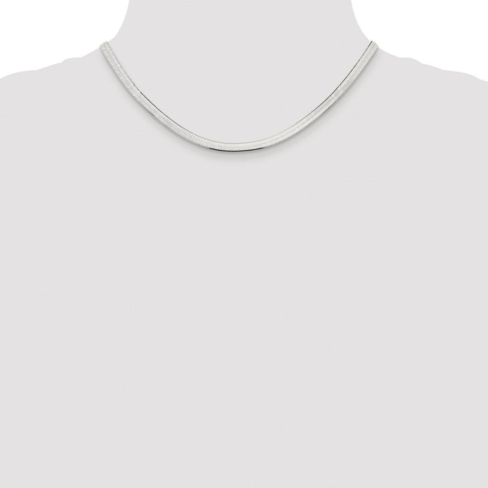 Buy Stylish Rhodium-Plated Sterling Silver 4.5mm Herringbone Chain - Luxury Value!-4