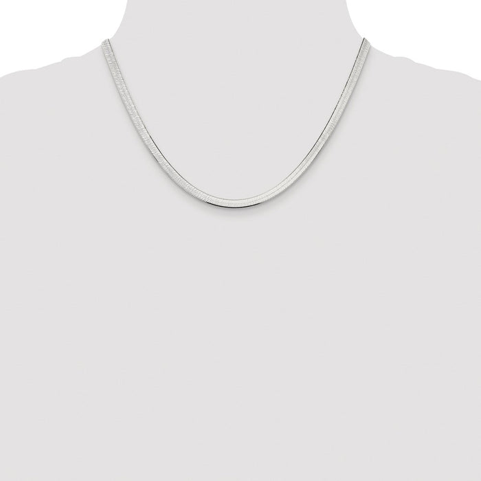 Buy Stylish Rhodium-Plated Sterling Silver 4.5mm Herringbone Chain - Luxury Look-4