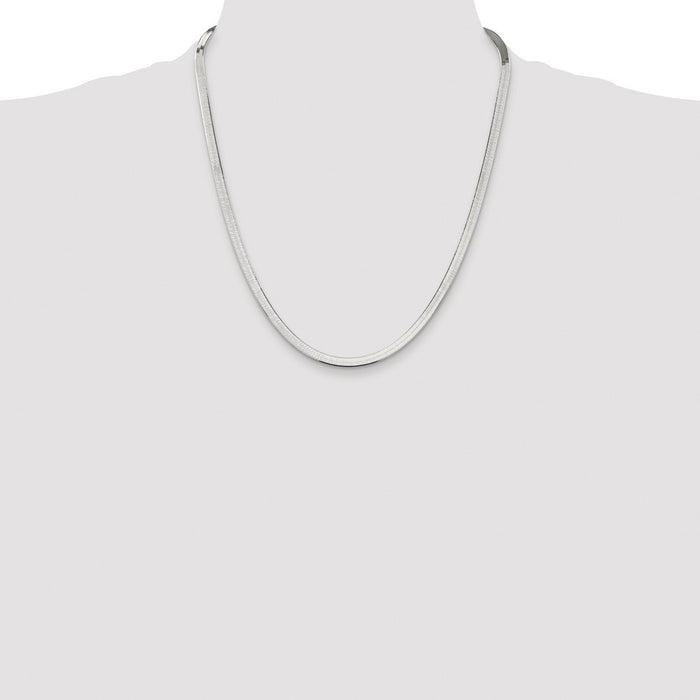 Exclusive 4.5mm Rhodium-Plated Sterling Silver Herringbone Chain - Affordable Luxury-4
