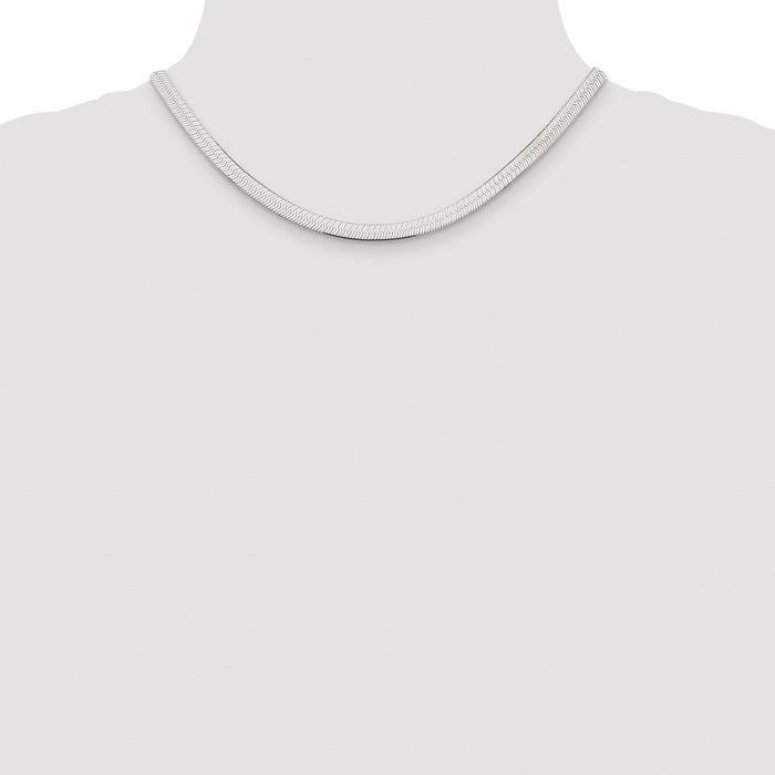 Buy Stylish Rhodium-Plated Sterling Silver 5.25mm Herringbone Chain-4