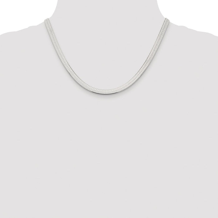 Exclusive 5.25mm Rhodium-Plated Sterling Silver Herringbone Chain - Stylish Value-4