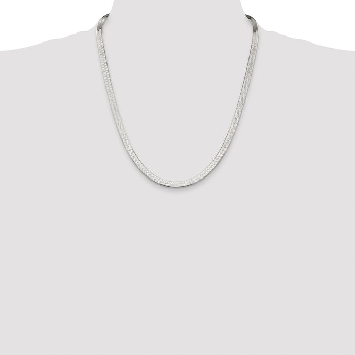 Exclusive Rhodium-Plated Sterling Silver 5.25mm Herringbone Chain - Stylish Value!-4