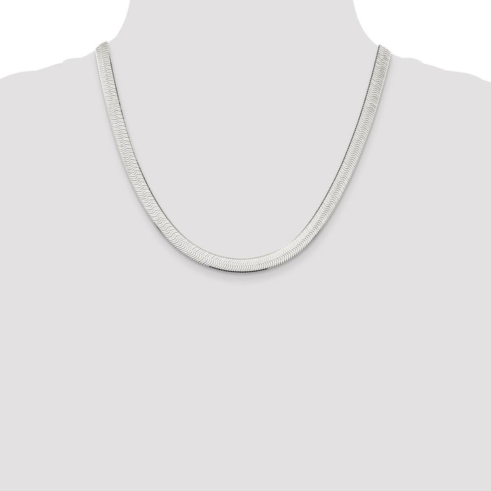 Designer Sterling Silver 7.3mm Enchanted Herringbone Necklace - Stylish Value!-4