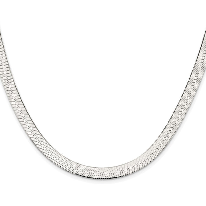 Exclusive Rhodium-Plated Sterling Silver 7.3mm Herringbone Chain - Stylish Value-2