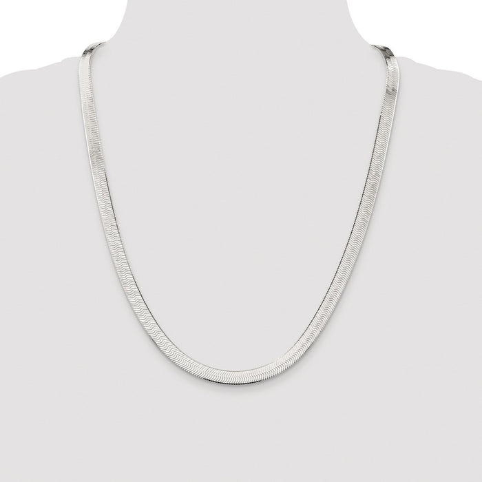 Buy Stylish 7.3mm Rhodium-Plated Sterling Silver Herringbone Chain at Value Price-4