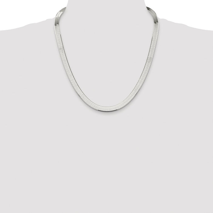 High-Quality 8mm Rhodium-Plated Sterling Silver Herringbone Chain - Stylish Value-4
