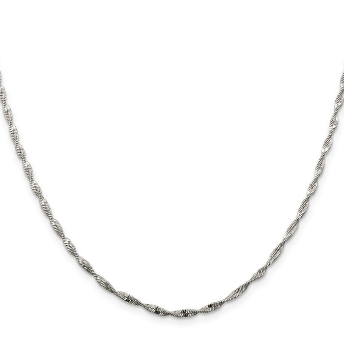 Buy Stylish 2mm Twisted Herringbone Chain in Sterling Silver - Affordable Luxury-2