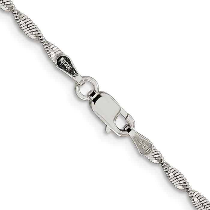 Buy Stylish 2mm Twisted Herringbone Chain in Sterling Silver - Affordable Luxury-3