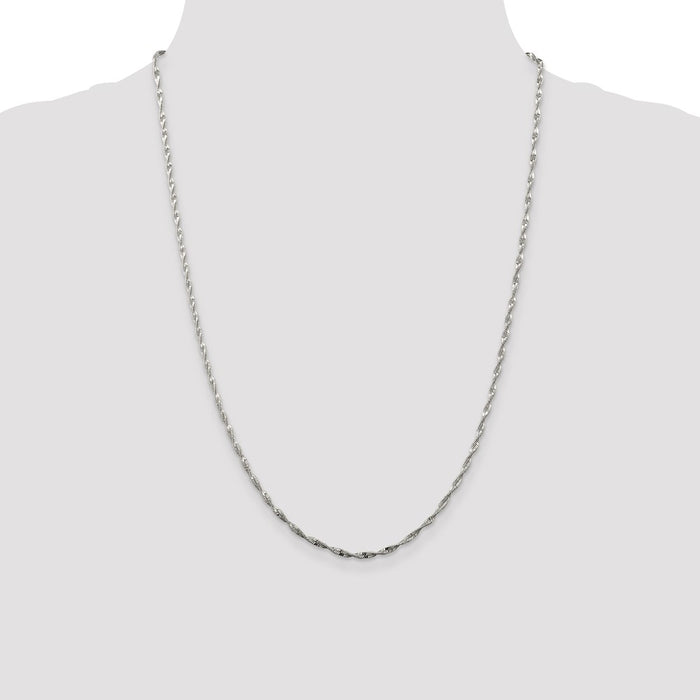 Buy Stylish 2mm Twisted Herringbone Chain in Sterling Silver - Affordable Luxury-4
