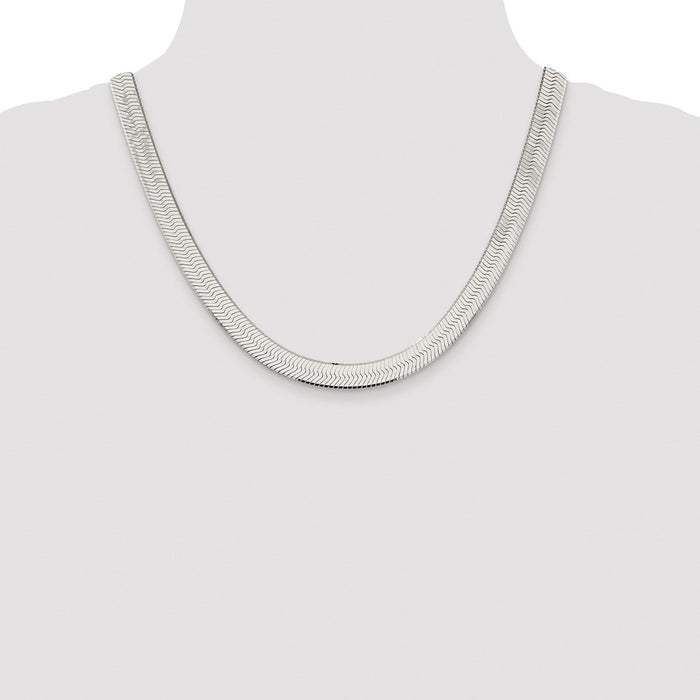 Buy Exclusive Rhodium-Plated Sterling Silver 8.75mm Herringbone Chain - Luxury!-4