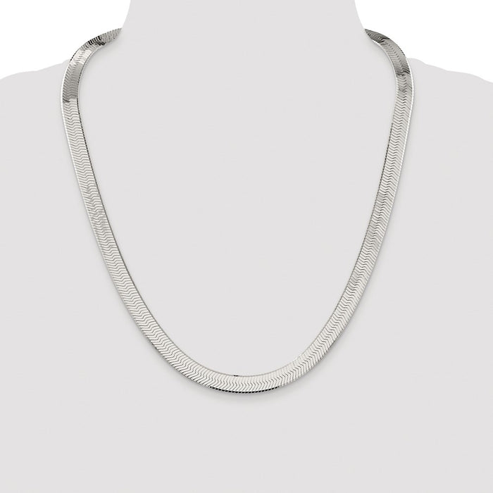 Buy Luxury Rhodium-Plated Sterling Silver 8.75mm Herringbone Chain - Stylish & Affordable!-4