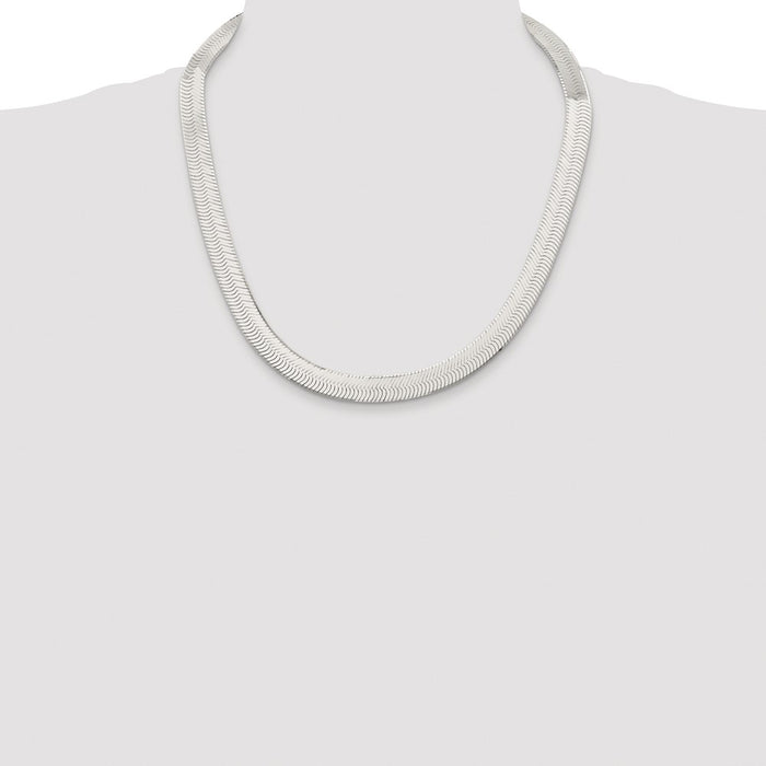 Buy Stylish 10.5mm Rhodium-Plated Sterling Silver Herringbone Chain-4