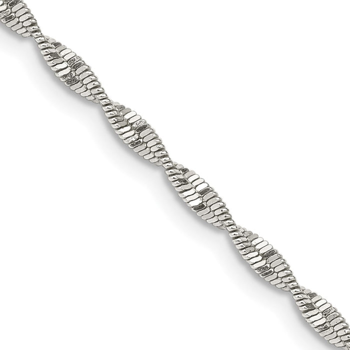 Buy Stylish 2mm Twisted Herringbone Chain in Sterling Silver - Affordable Luxury-1