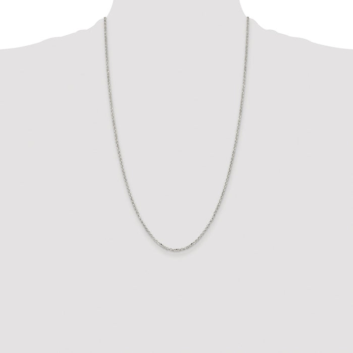 Buy Stylish Rhodium-Plated 2.2mm Diamond-Cut Cable Chain in Sterling Silver-4