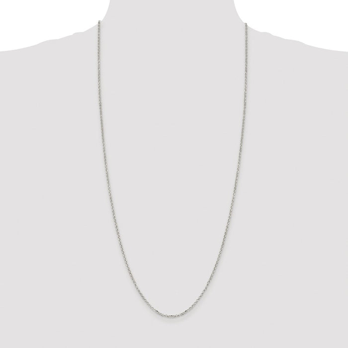 Buy Exclusive 2.2mm Rhodium-Plated Diamond-Cut Cable Chain in Sterling Silver-4