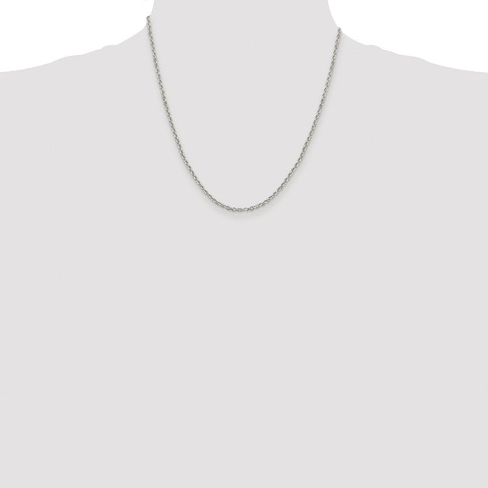 Buy Stylish Rhodium-Plated Sterling Silver 2.6mm Diamond-Cut Cable Chain-4