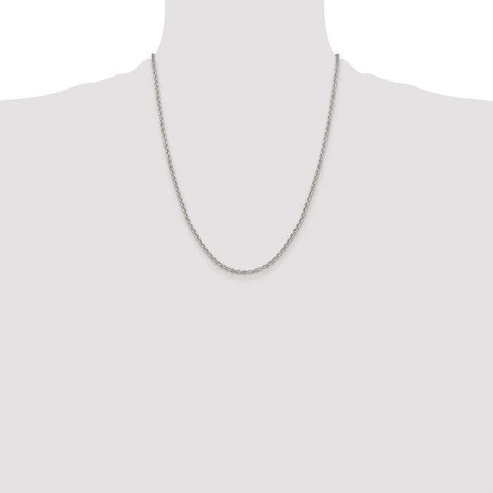 Buy Stylish 2.6mm Diamond-Cut Cable Chain in Rhodium-Plated Sterling Silver-4