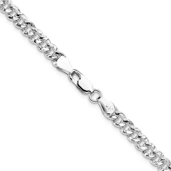 High-Quality Hammered Curb Chain - 4.75mm Width, Stylish Sterling Silver-3