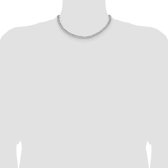 High-Quality Hammered Curb Chain - 4.75mm Width, Stylish Sterling Silver-4