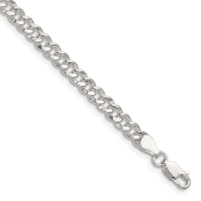 High-Quality Hammered Curb Chain - 4.75mm Width, Stylish Sterling Silver-1