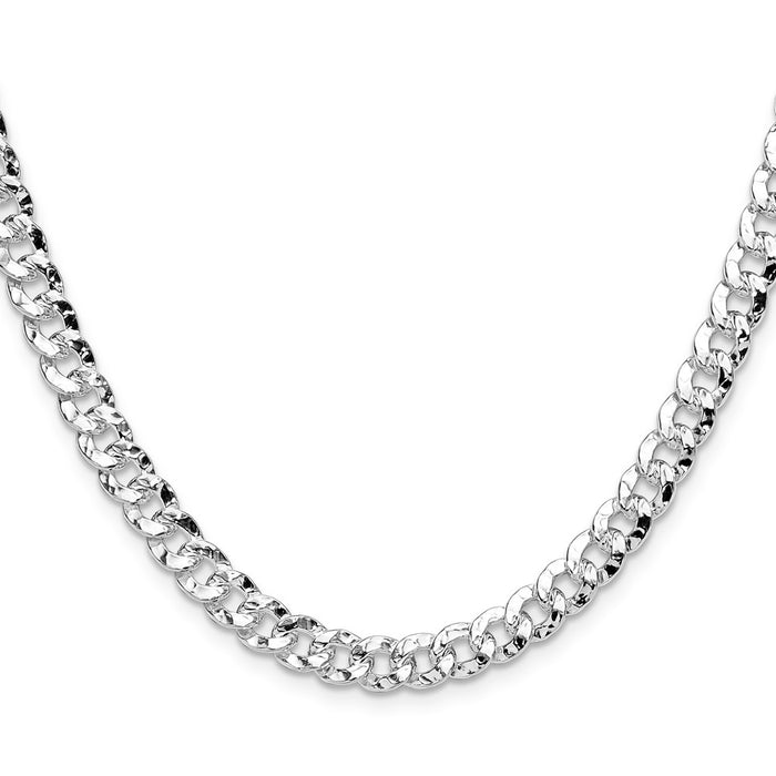 Buy Stylish Hammered Curb Chain in Sterling Silver - 6.35mm Width, Affordable!-2