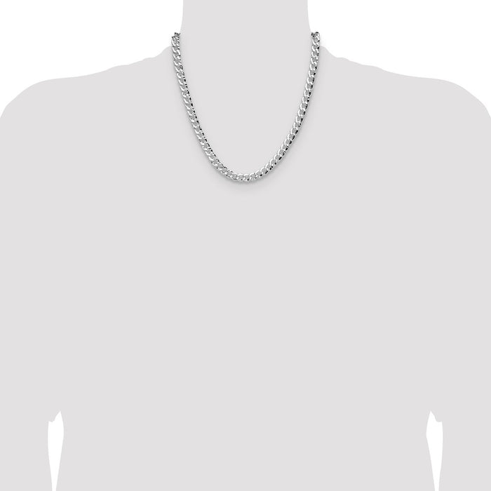 High-Quality 7.6mm Hammered Curb Chain in Sterling Silver | Stylish Value-4