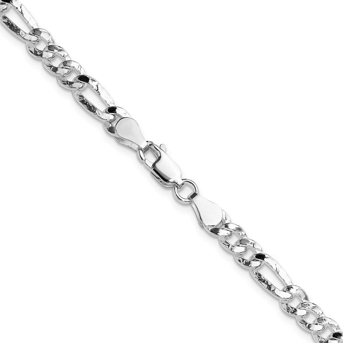 High-Quality Hammered Figaro Chain - 4.75mm Sterling Silver, Stylish Value!-3