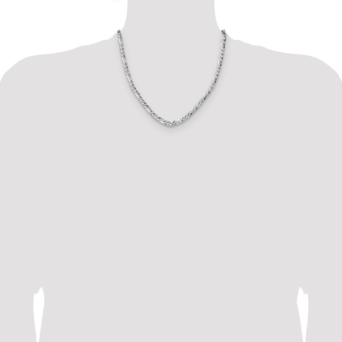 High-Quality Hammered Figaro Chain - 4.75mm Sterling Silver, Stylish Value!-4
