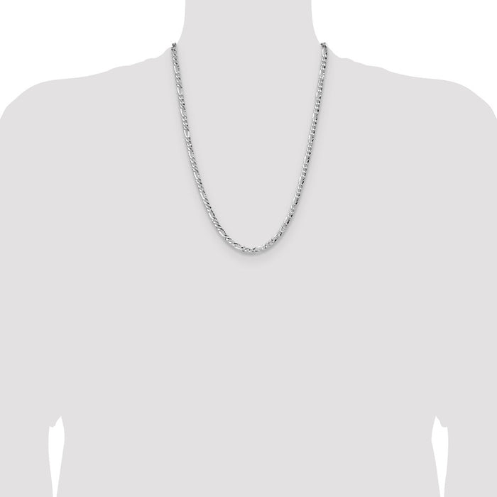Buy Stylish Hammered Figaro Chain in Sterling Silver - 4.75mm Width!-4