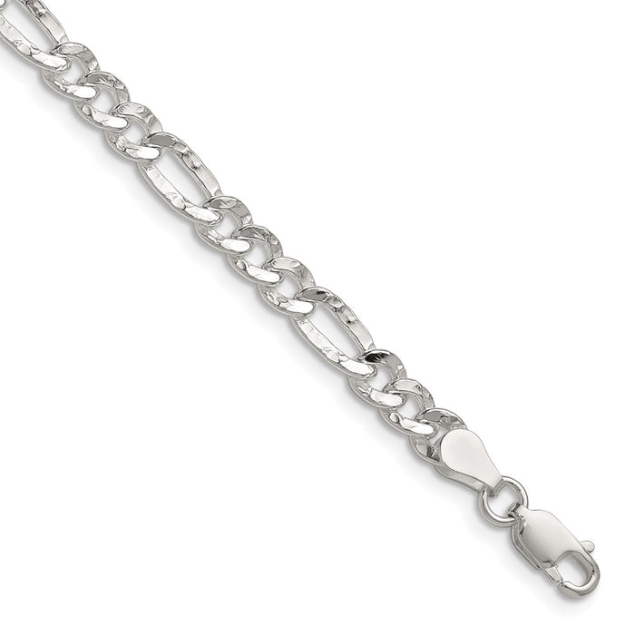 High-Quality Hammered Figaro Chain - 4.75mm Sterling Silver, Stylish Design-1