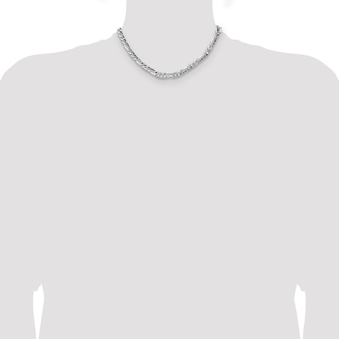 Buy High-Quality 6.3mm Hammered Figaro Chain in Sterling Silver - Stylish Value!-4