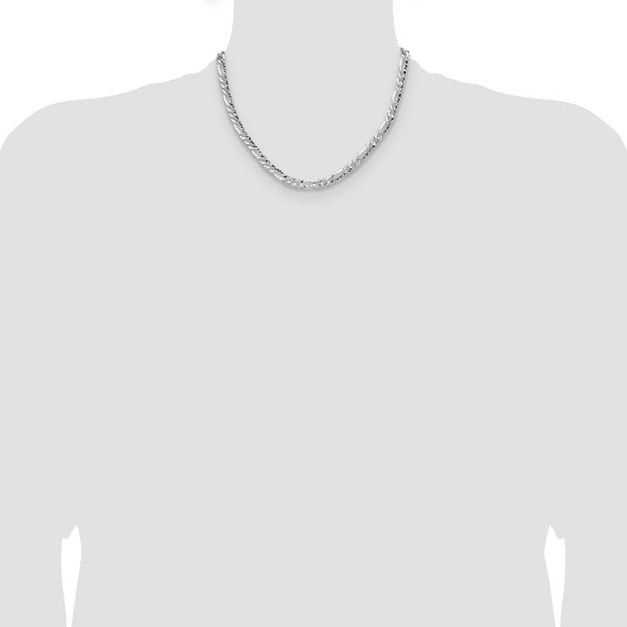 High-Quality 6.3mm Hammered Figaro Chain in Sterling Silver - Stylish Value!-4