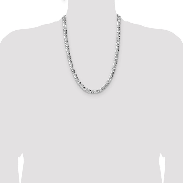 Buy Exclusive Hammered Figaro Chain - 6.3mm Width in Sterling Silver, Stylish Value-4