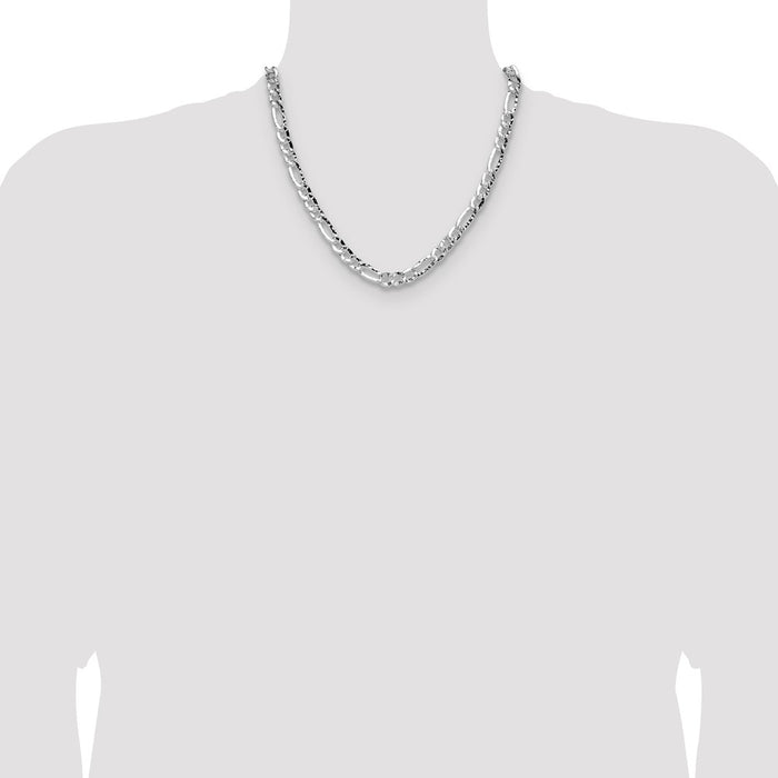 Exclusive Hammered Figaro Chain 7.6mm Width in Sterling Silver - Affordable Luxury-4