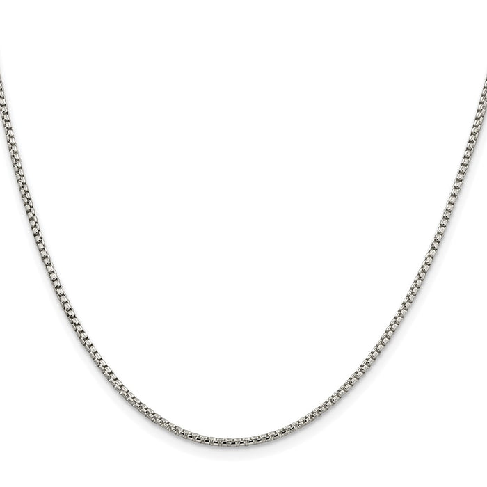Buy Stylish Rhodium-Plated Sterling Silver 1.75mm Box Chain - Luxury Value!-2