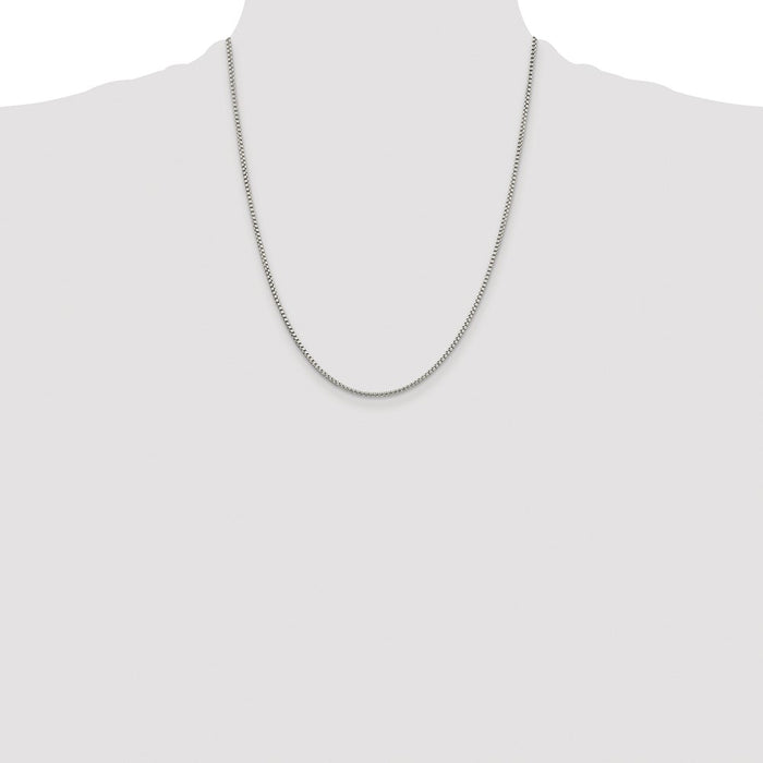 Buy Stylish Rhodium-Plated Sterling Silver 1.75mm Round Box Chain - Affordable Elegance-4
